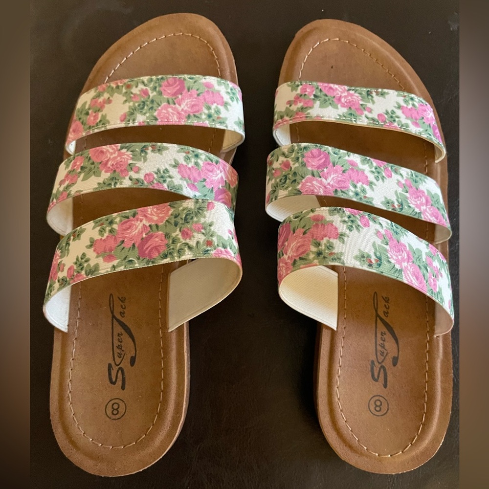 Super Jack Floral Strappy Slide Sandals Sz. 8